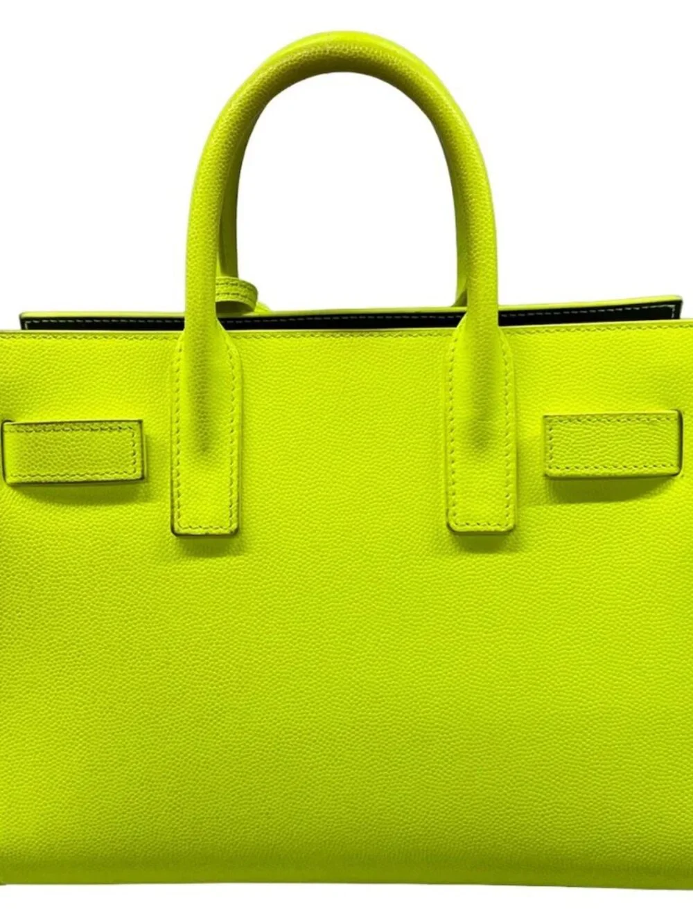 SAINT LAURENT PARIS Sucked Jules Nano 392035 Neon Yellow Leather Handbag